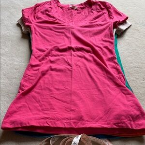 Pink V-Neck T-Shirt new no tags longer length